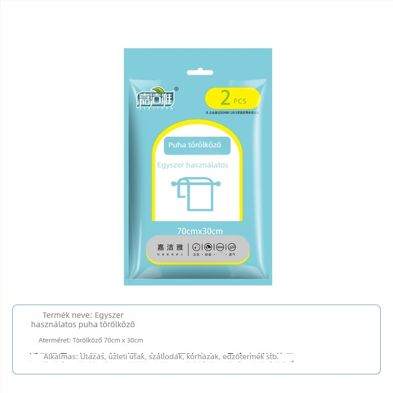 Egyszer használható utazási készlet: egyedi csomagolású törölköző, puha és nedvszívó, nem szőtt anyag, pamut alapanyag, egyszerű szövés, egy alkalomra használható