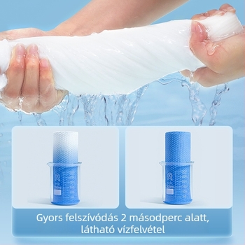 Utazáshoz tervezett egyszer használatos törölköző szett, egyedi csomagolásban, 100% nem szőtt anyag, gyors nedvszívás 0–5 mp