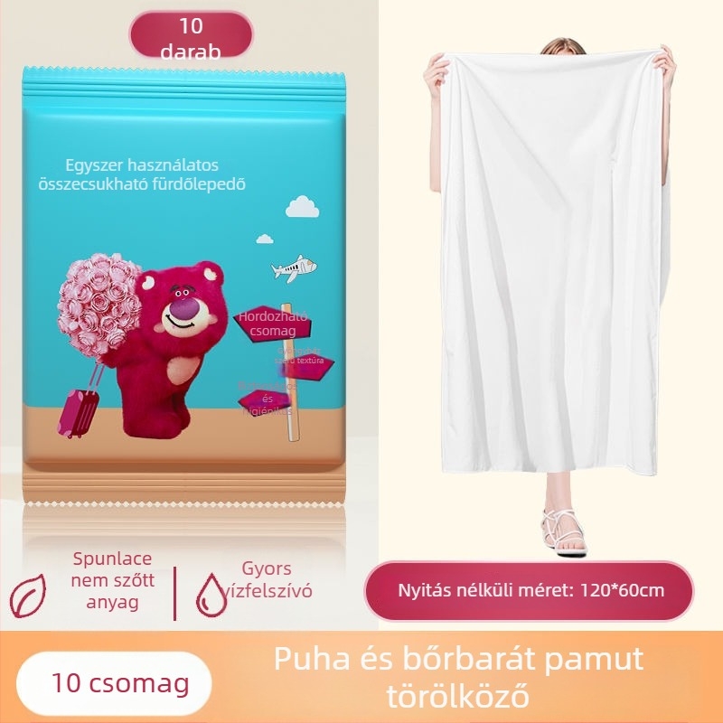 Egyszer használatos vastagított fürdőlepedők nagy tételben, szállodák, panziók és szépségszalonok számára; anyag: fa rost; fő összetevők: mulberry selyem; nedvszívó 0–5 s; kettős használat – száraz/ nedves