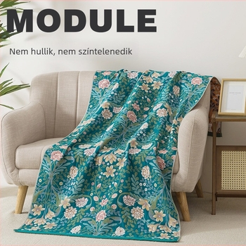 Pamut géz fürdőlepedő, 99% pamut, reaktív nyomtatás, táj motívum, pásztor-stílus, kültéri sál-pléd