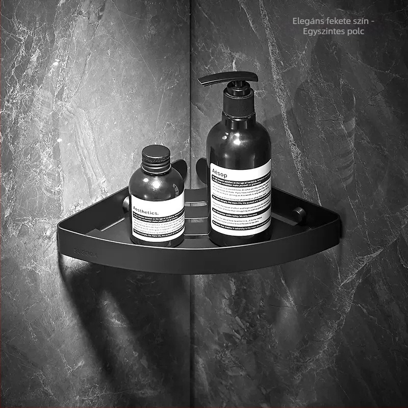 304 rozsdamentes acélból készült sarokpolc fürdőszobába, ventilátor alakú, egyetlen polc, teherbírás 20 kg