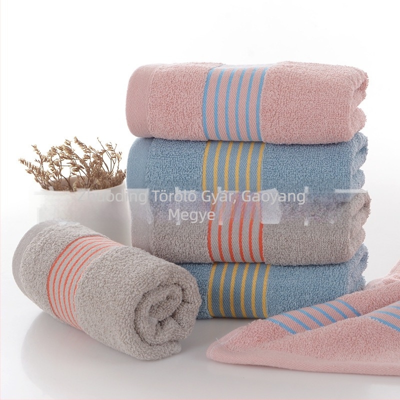 Pamut törölköző, 100 g, egyszálas fonal, jacquard és sima szövés, nedvességfelszívás 11–15 mp