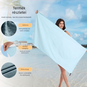 Fürdő- és strandtörölköző ultrafin szálakból, kétoldalas velúr, gyorsan szárad, nedvszívó, UV védelem, 200–300 g