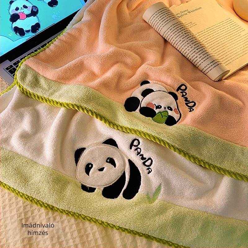 Aranyos Panda fürdőlepedő korall polár anyagból, nedvszívó és vastag, nagy méretű felnőtteknek, wrap-around kialakítással
