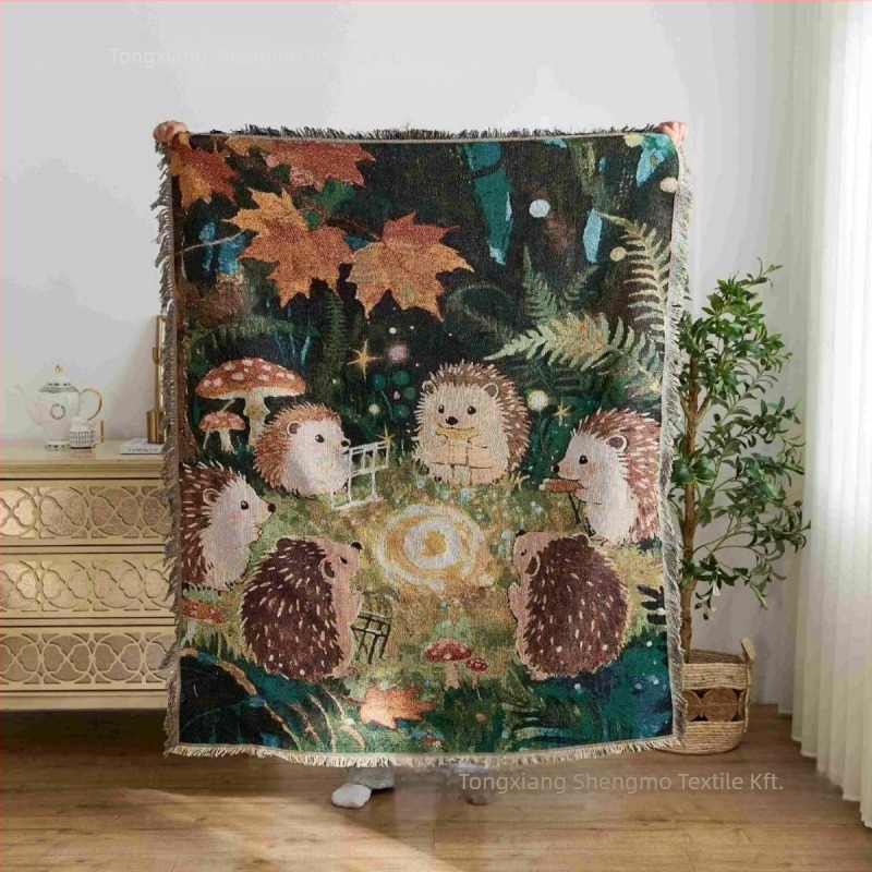 Új gyógyító jellegű szövött jacquard takaró – gobelin, poliészter, 800–999 g, rajzolt minta, minden évszakra, testreszabható