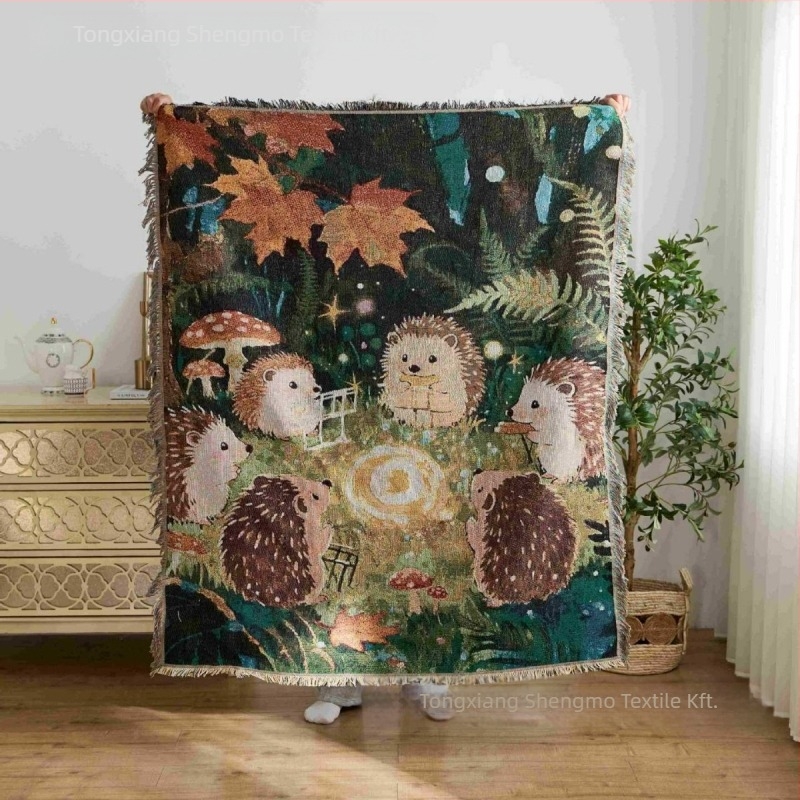 Új gyógyító jellegű szövött jacquard takaró – gobelin, poliészter, 800–999 g, rajzolt minta, minden évszakra, testreszabható