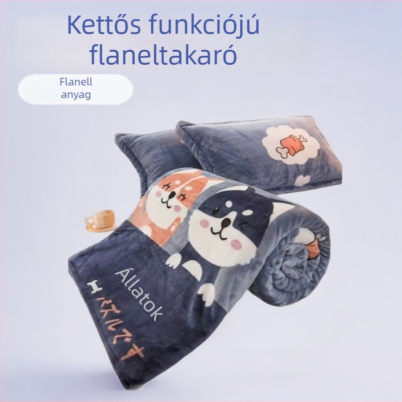 Flanel dupla használatú takaró és lepedő, meleg és vast, kollégiumi szobához, egy- és kétszemélyes ágyhoz, minden évszakra.