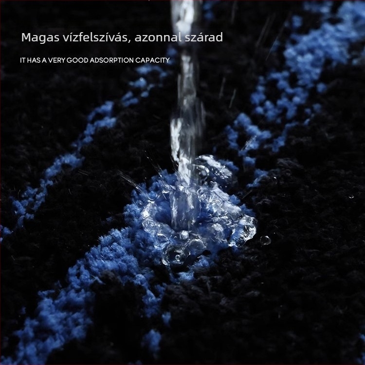 Fürdőszobai szőnyeg - Csúszásmentes, Nedvszívó, Geometriai mintázat, Poliészter, Gépi mosásra alkalmas