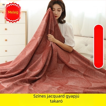 Gyapjú-kasmír jacquard kötött pléd, geometrikus minta, utazó pléd, négy évszakos kényelem
