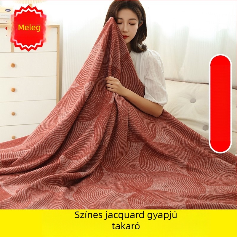 Gyapjú-kasmír jacquard kötött pléd, geometrikus minta, utazó pléd, négy évszakos kényelem