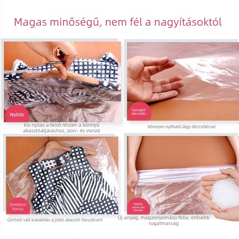 Ruhafedő borítás műanyagból, átlátszó, akasztóval, ruhákhoz – por- és nedvesség elleni védelem