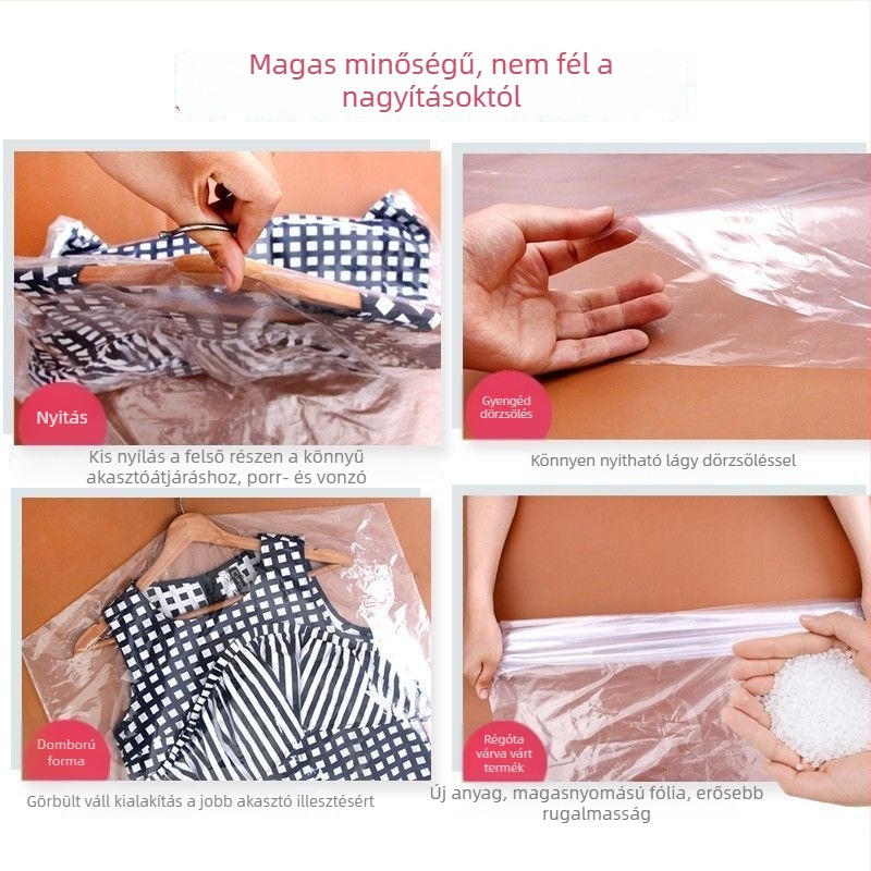 Ruhafedő borítás műanyagból, átlátszó, akasztóval, ruhákhoz – por- és nedvesség elleni védelem