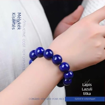 Természetes lazurit karkötő, kézzel készített, uniszex, gyöngyékszer, nyár 2025