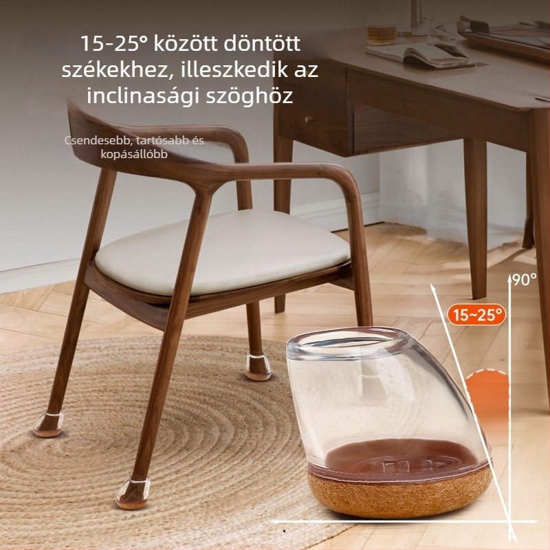 Asztal- és szék lábvédők – kör alakúak, TPE + nem szőtt textil, csendes és kopásálló, modern minimalist stílus, 15–20°-os döntött székekhez.