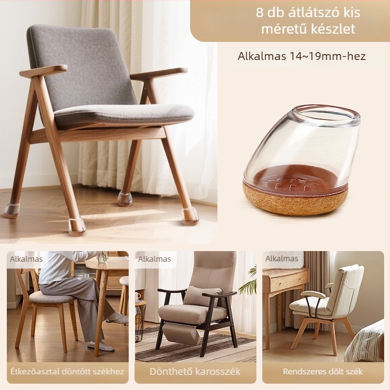 Asztal- és szék lábvédők – kör alakúak, TPE + nem szőtt textil, csendes és kopásálló, modern minimalist stílus, 15–20°-os döntött székekhez.