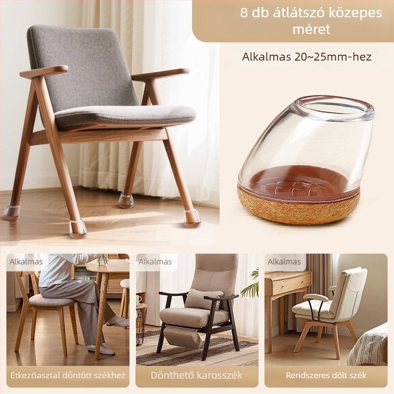 Asztal- és szék lábvédők – kör alakúak, TPE + nem szőtt textil, csendes és kopásálló, modern minimalist stílus, 15–20°-os döntött székekhez.