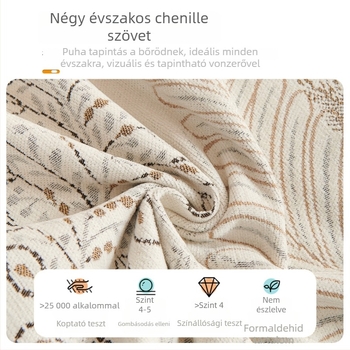 Chenille kanapévédő huzat moduláris kanapéhoz, doily él, egyszerű stílus, porvédő huzat