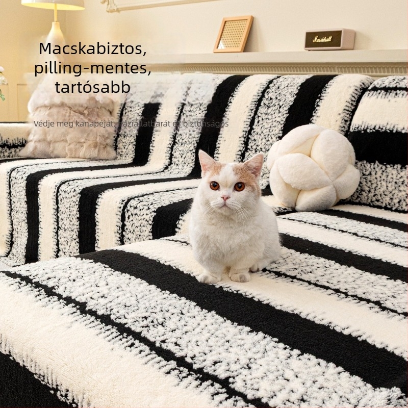 Dongbo Shu pamut-velúr kanapéhuzat, háromüléses kanapéhoz, csíkos, minimalistán modern stílus