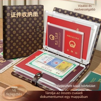 Bőr dokumentumtároló tasak mágneszáras záródással, modell 002, márka Xianbo, 12 oldal, vastagság 5 mm