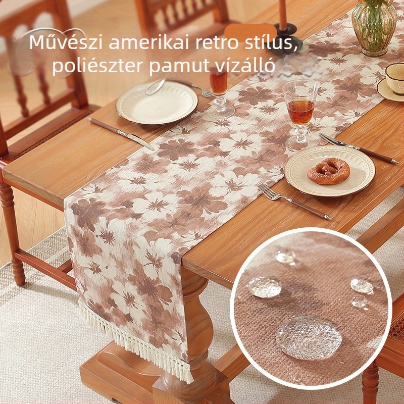 Hosszú asztali futó teás asztalhoz, amerikai stílus, vízálló és olajálló, újévi asztaldekoráció, testreszabható