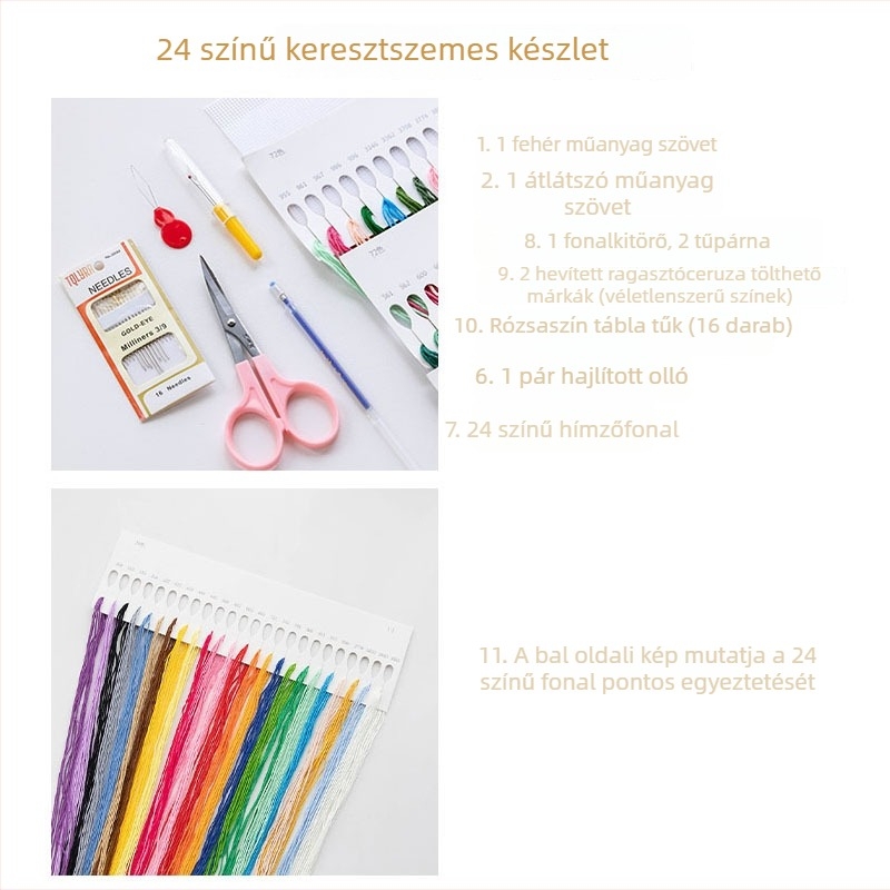 Keresztszemes készlet műanyag rácsos lemezzel, 14ct