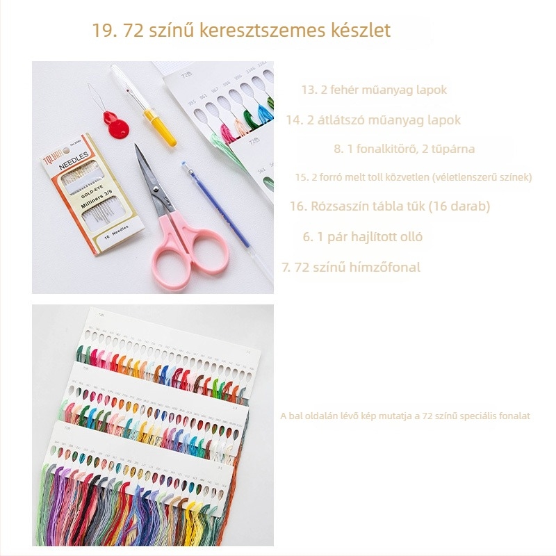 Keresztszemes készlet műanyag rácsos lemezzel, 14ct
