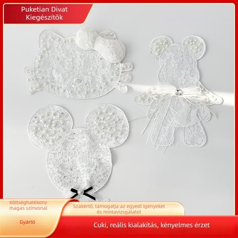 Hímzett folt karikatúra egér motívummal és flitterekkel ruházathoz