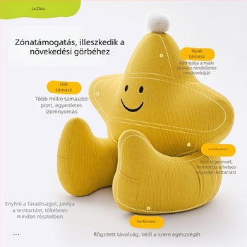 Gyerekeknek olvasó párna háttámasz, nappalira, plüss huzat, levehető és mosógépben mosható huzat, csillag minta