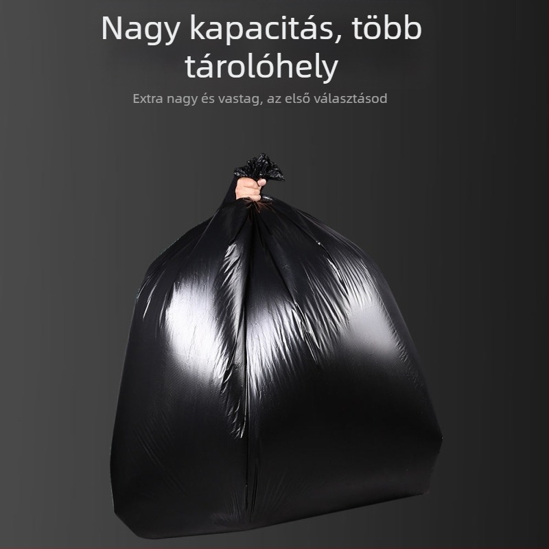 Kereskedelmi szemetes zacskó, PE anyag, vastagított, nem biológiailag lebomló, újrahasználható