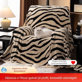 Pliš kanapévédő őszi–téli, zebra mintázat, sokoldalú, egyrészes teljes lefedettség