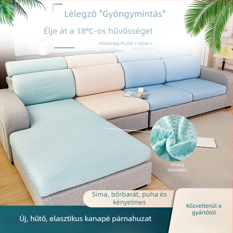 Jégselyem kanapéhuzat és párnahuzat rács mintával, teljes fedés, univerzális illeszkedés