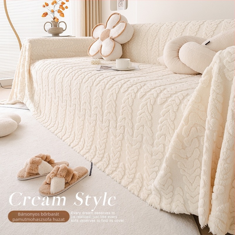 Velúr kanapé törölköző – Minimalista modern stílus, univerzális, minta: növények és virágok, Anyag: Shu cotton velvet