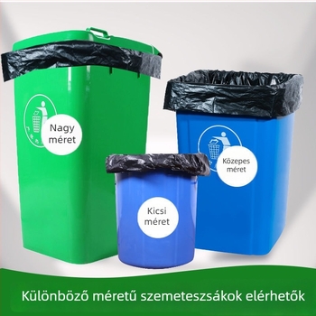 Polietilén szemeteszsák kereskedelmi felhasználásra, nem biológiailag lebomló, vastagított, újrahasználható, nagy kapacitású