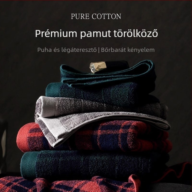Japán stílusú Muji 100% pamut törölköző készlet, új kockás törölközők, nedvszívó fürdőtörölközők, viselhető és tekerhető