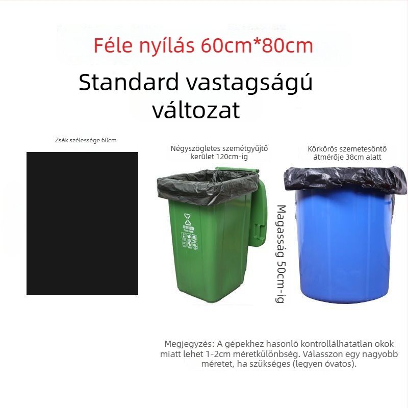 Polietilén szemeteszsákok, vastagítottak, kereskedelmi használatra konyhák és szállodák számára, biológiailag nem lebomló