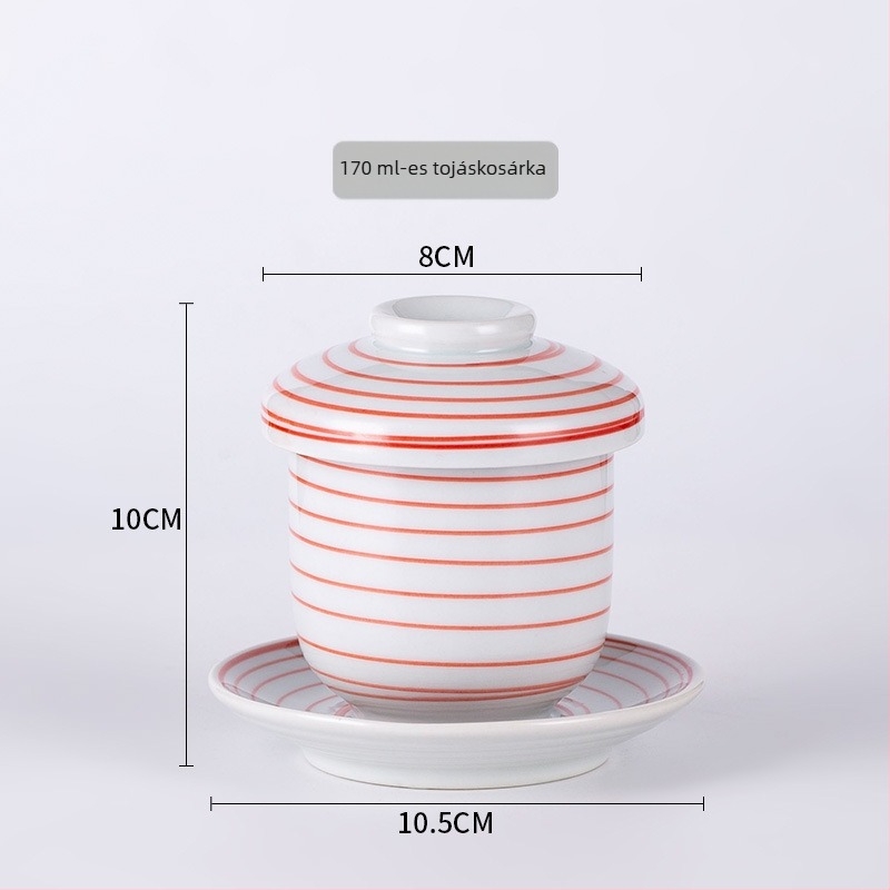 Japán stílusú porcelán gőzölt tojáscsésze, mikrohullámú sütőben használható, kézzel festett felülettel