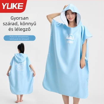 Yuke Gyorsan száradó mikroszálas törölköző kapucnival felnőtteknek, nedvszívó és bolyhosodásmentes, 400–500 g, 16 szál, Jacquard/Plain szövés, kampós él