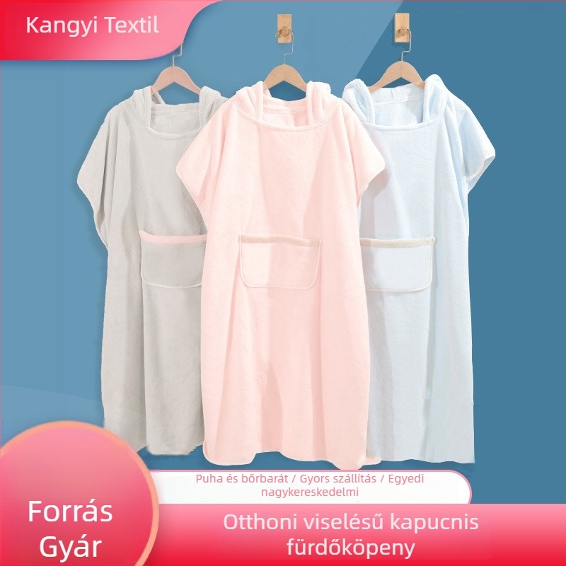 Kapucnis korall flízes fürdőköpeny és törölköző | 300–400 g/m² | 150D szál | bevarrt szegély | testreszabható feldolgozás