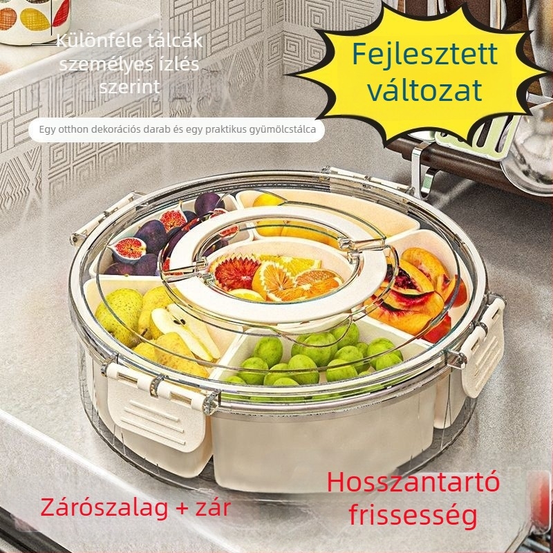 Zhongu műanyag gyümölcskosár fedővel, új kínai stílus, prémium minőség