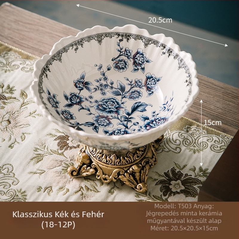 Porcelán gyümölcstál, nem importált, 2024 őszén bevezetés, könnyű luxus és retro stílus.