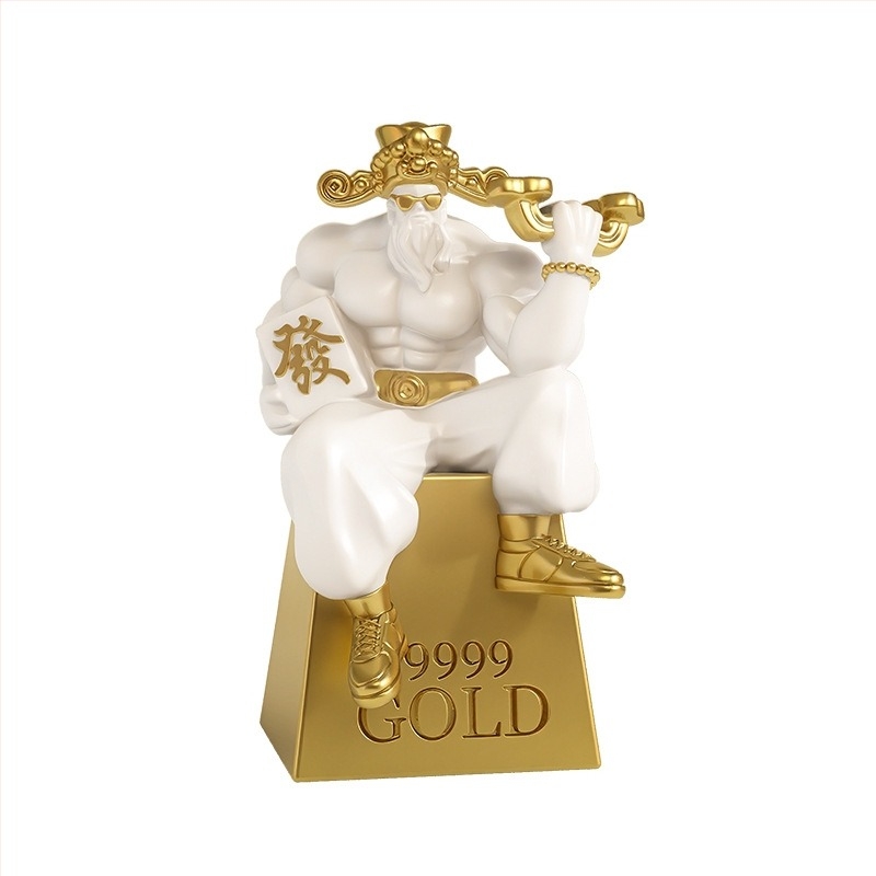 Gyanta szobor Muscle God of Wealth íróasztalra – irodai dekoráció, National Tide stílus, kiváló ajándék