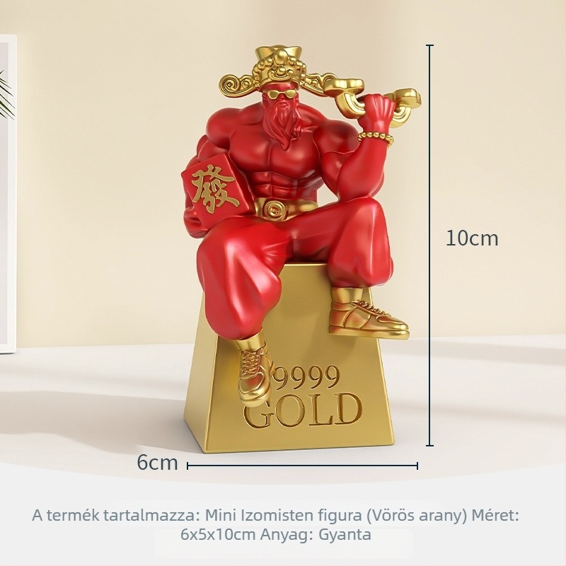 Gyanta szobor Muscle God of Wealth íróasztalra – irodai dekoráció, National Tide stílus, kiváló ajándék