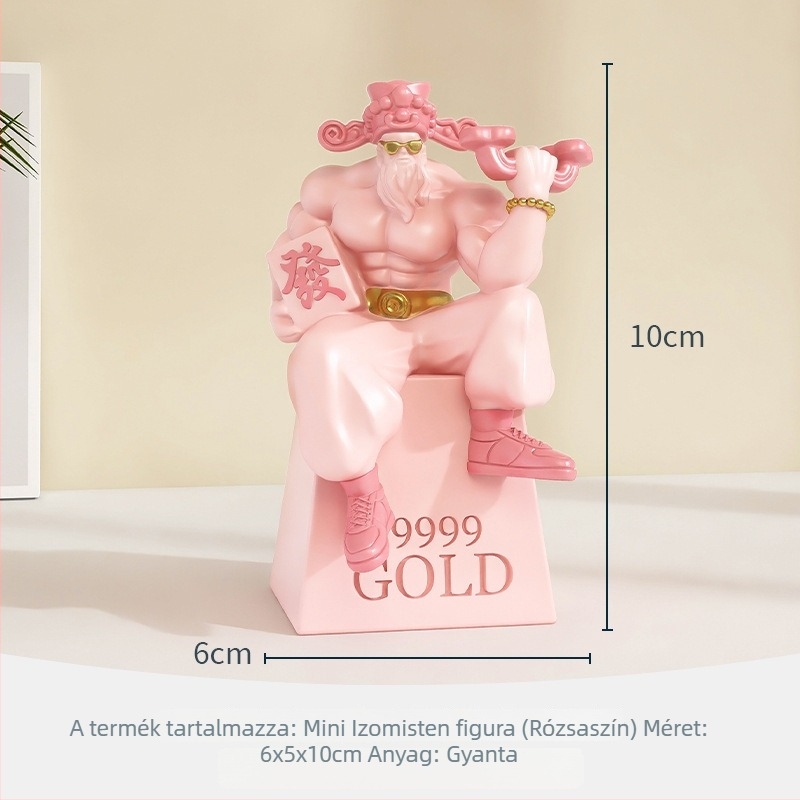 Gyanta szobor Muscle God of Wealth íróasztalra – irodai dekoráció, National Tide stílus, kiváló ajándék