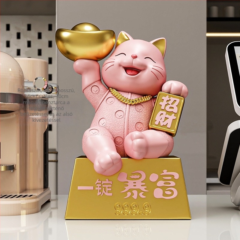 Szerencse macska asztali dísz, gyanta, kézzel festett, modern egyszerű stílus, Yifang Home Furnishing