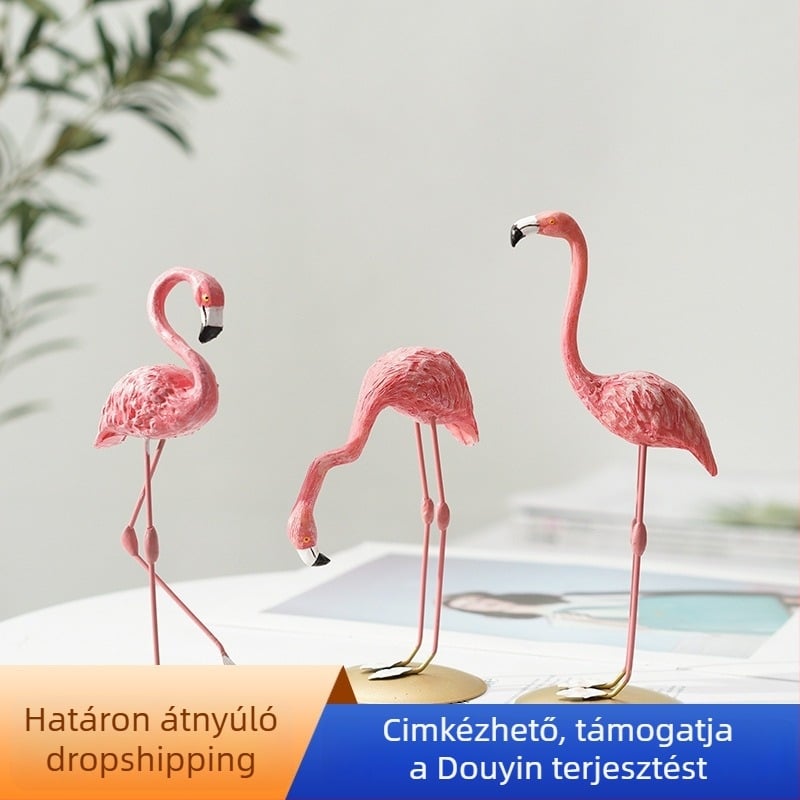 Vasból készült flamingó dísz, modern minimalista stílus, testreszabható feldolgozás, madármotívum, otthoni dekorációhoz