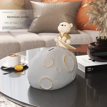 Medve formájú persely, gyanta, kézzel festett, modern minimalista stílus, testreszabható