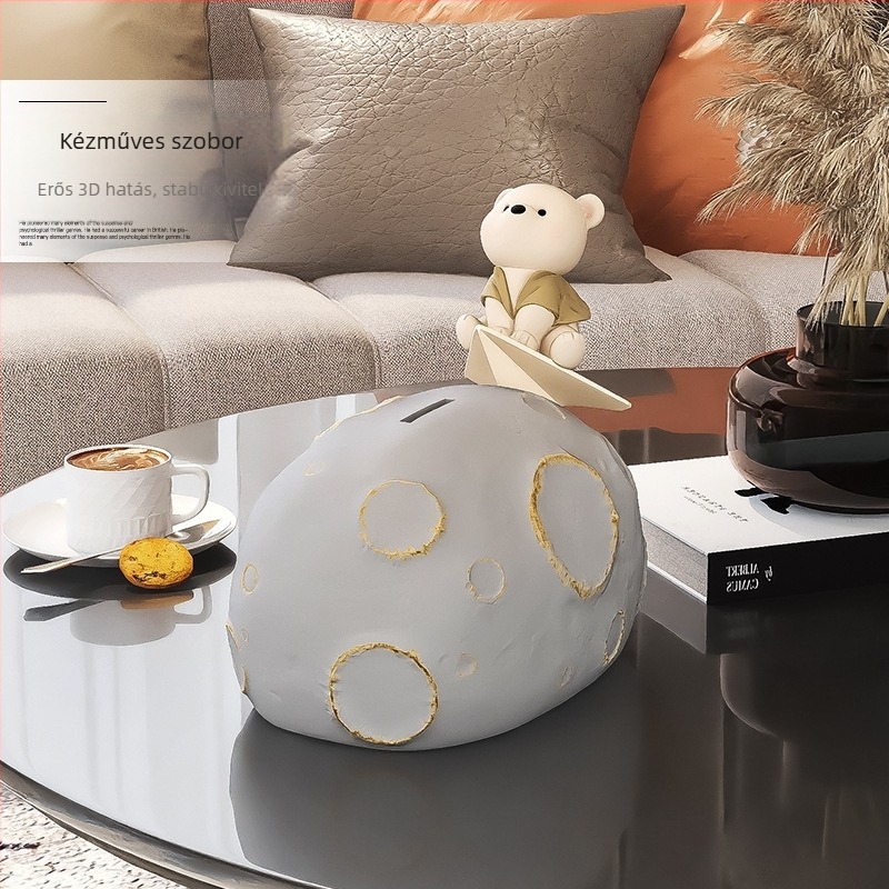 Medve formájú persely, gyanta, kézzel festett, modern minimalista stílus, testreszabható