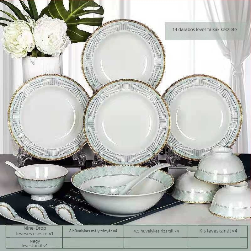 Csontporcelánból készült rizses tál-készlet, kör alakú, underglaze színű felület, mikrohullámú sütőben használható, logó nyomtatás és testreszabás