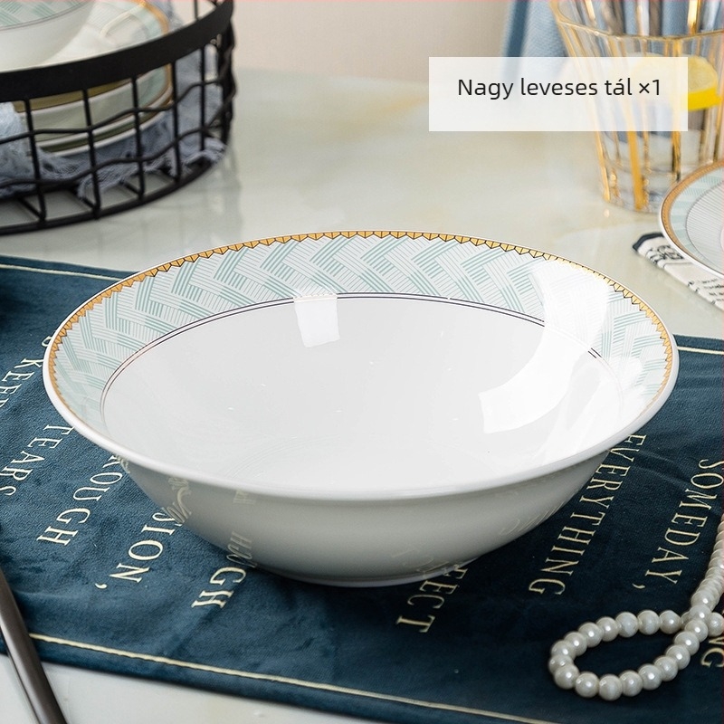 Csontporcelánból készült rizses tál-készlet, kör alakú, underglaze színű felület, mikrohullámú sütőben használható, logó nyomtatás és testreszabás