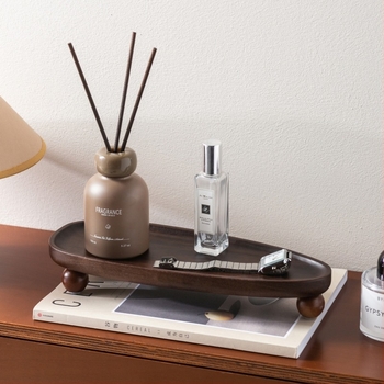 Akácfából készült tál háztartási használatra – körkörös gyöngyös szél, tálalás és tárolás dekorációként